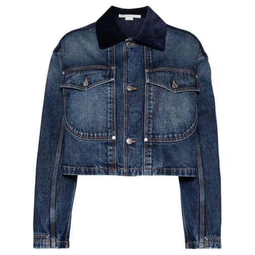 Stella McCartney Blue Corduroy-Collar Denim Jacket Blue Jeans jackor