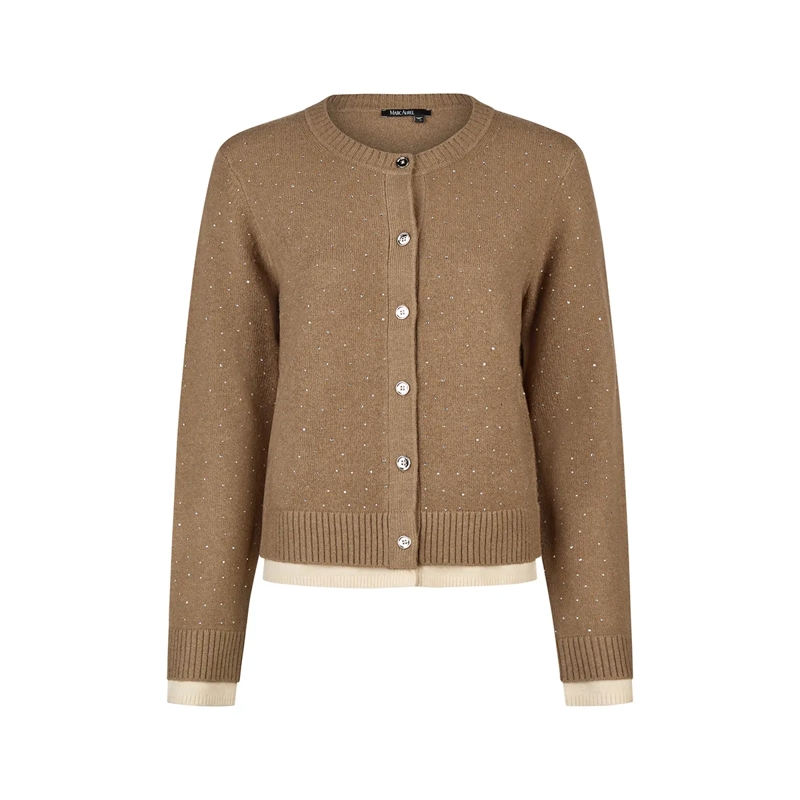 Marc Aurel Blazer Strickjacke- mit Doppelbündchen aus Rippe- Meta beige