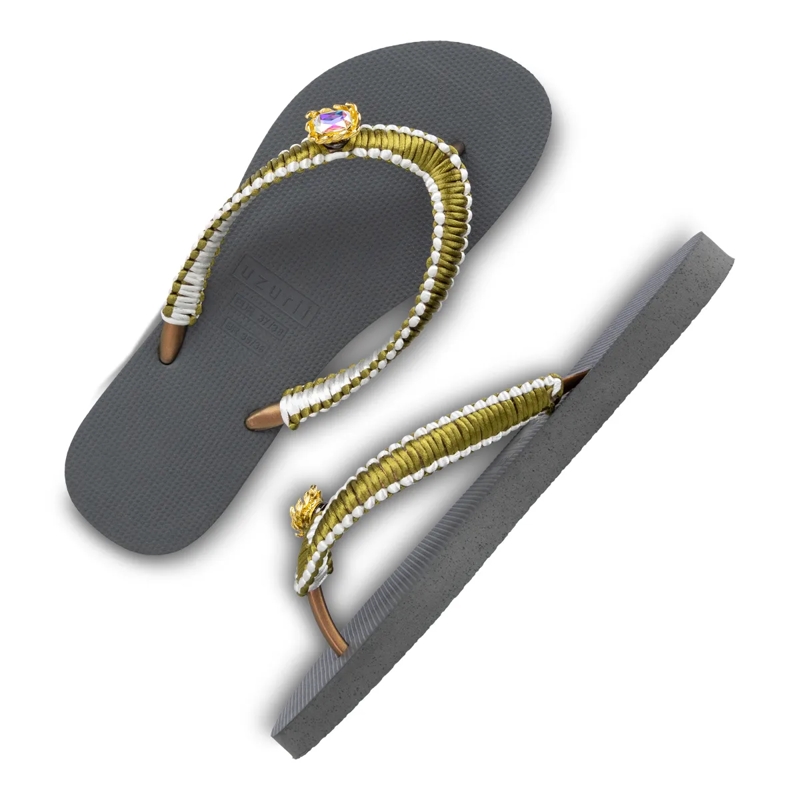 UZURII Flip Flops flip flop Green Macrame Switch silber(Image 20)