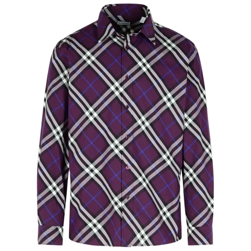 Burberry Check' Purple Cotton Shirt Purple Shirts