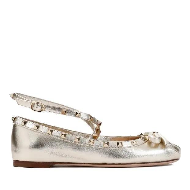 VALENTINO Loafers & Ballerinas - Rockstud Ballerinas - Gr. 39 (EU) - in Beige - für Damen