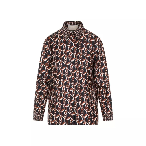 Gucci  Printed Black Brown Silk Shirt Brown