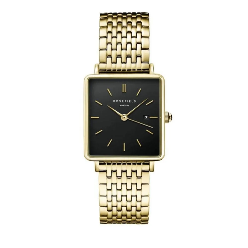 Rosefield Quarzuhr Damenuhr Boxy schwarz