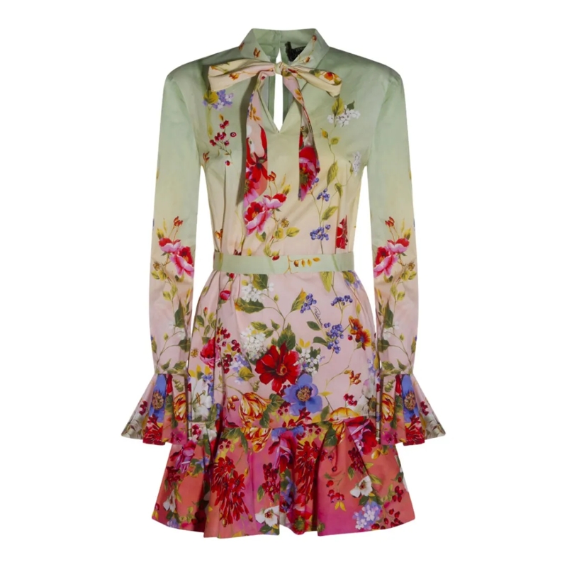 Roberto Cavalli Mini-robe Flowing Silhouette Dress With Fitted Bodice Multicolor