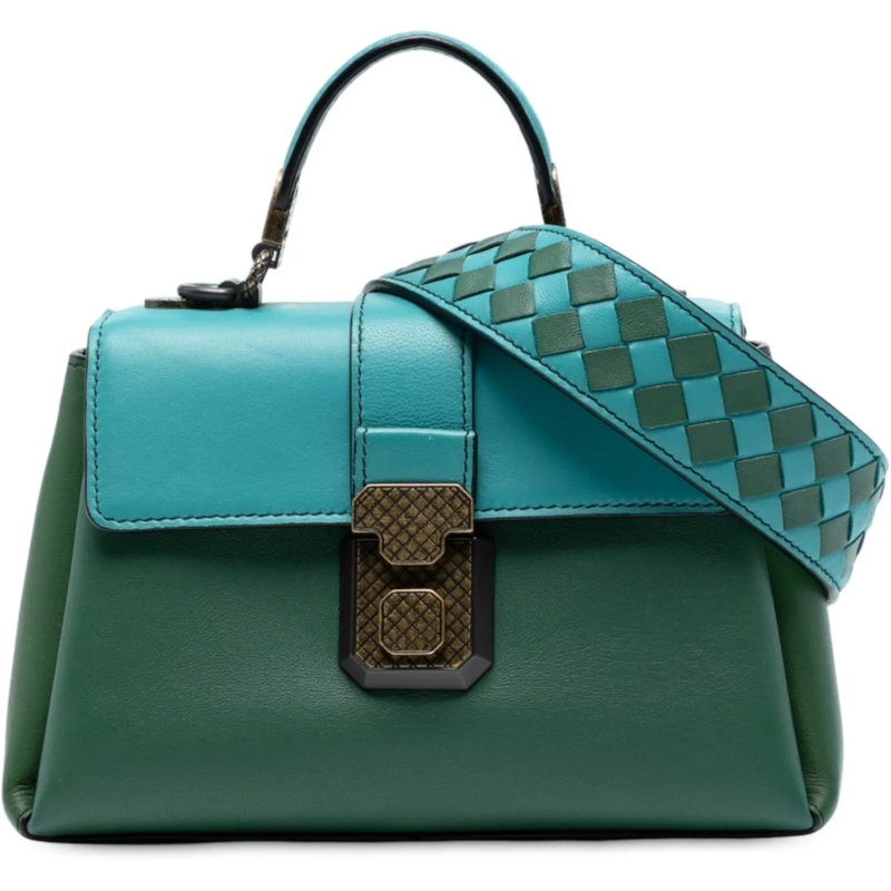 Bottega Veneta Sac à bandoulière Mini Bicolor Nappa Piazza Top Handle Satchel grün