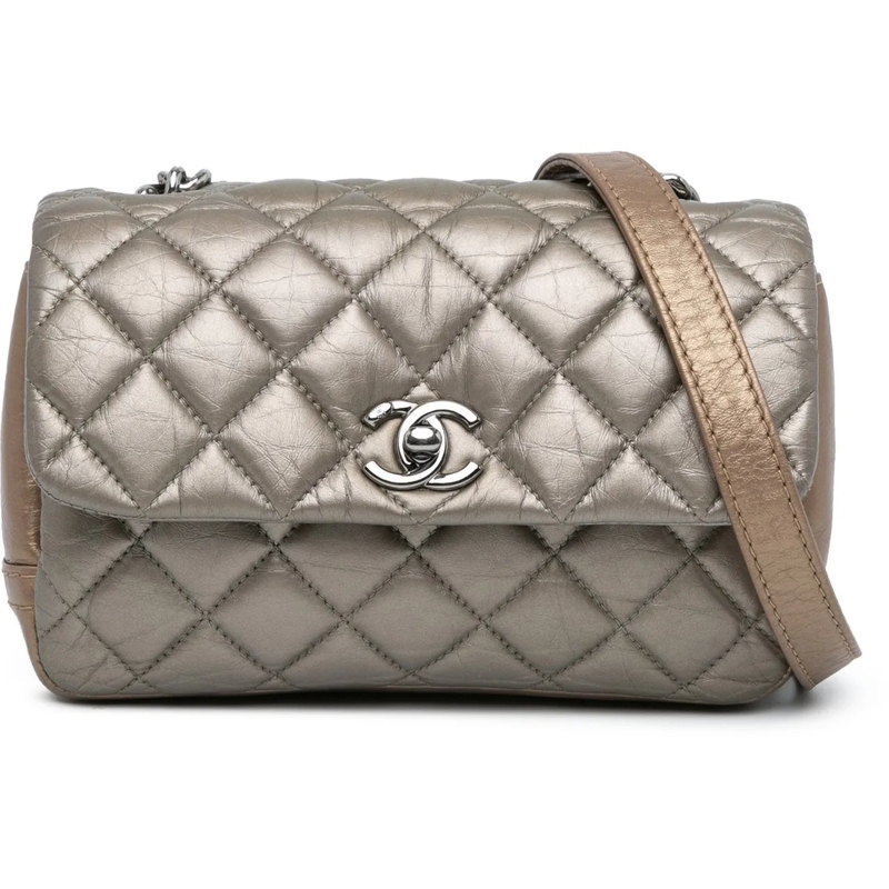 Chanel Sac à bandoulière Mini Quilted Metallic Calfskin Lady Pearly Flap braun
