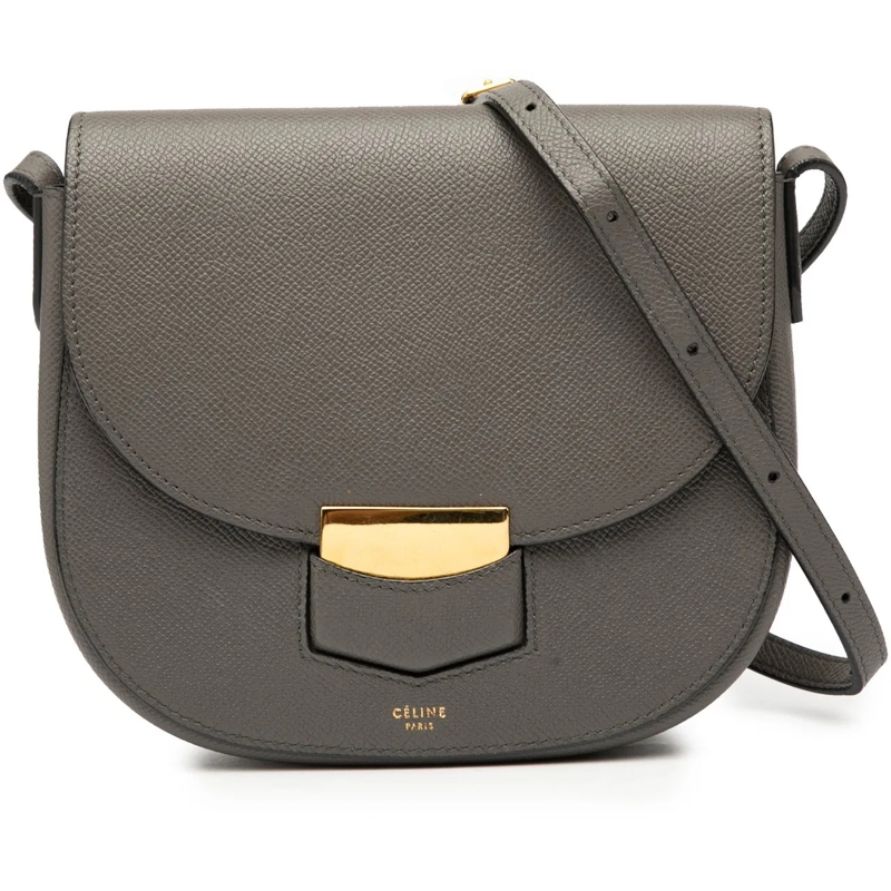 Celine Schultertasche Small Grained Calfskin Trotteur Crossbody grau