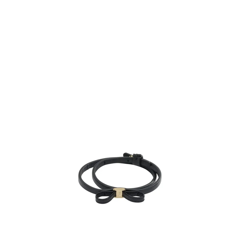 Salvatore Ferragamo Bracelet Leather Bracelet With Bow Detail And Metallic Acce Not Applicable