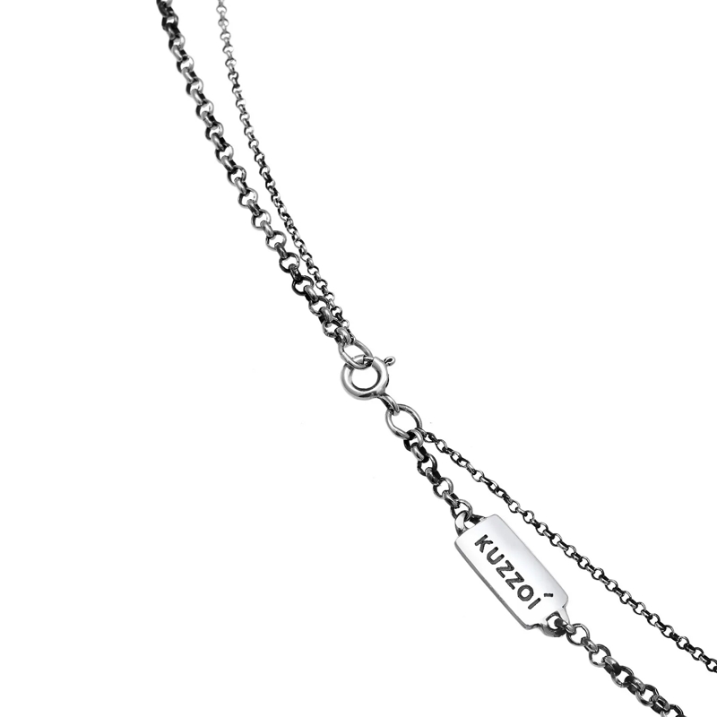 Kuzzoi Mittellange Halskette Halskette Herren Layer Erbskette Kompass 925 Silbe grau(Image 6)