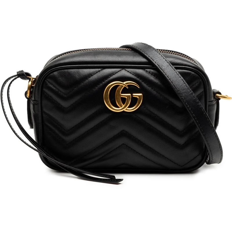 Gucci Schultertasche Mini GG Marmont Matelasse Leather Crossbody schwarz
