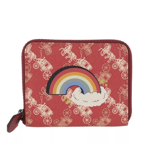 Coach Canvas Rainbow Small Zop Wallet Red Zip-Around Wallet