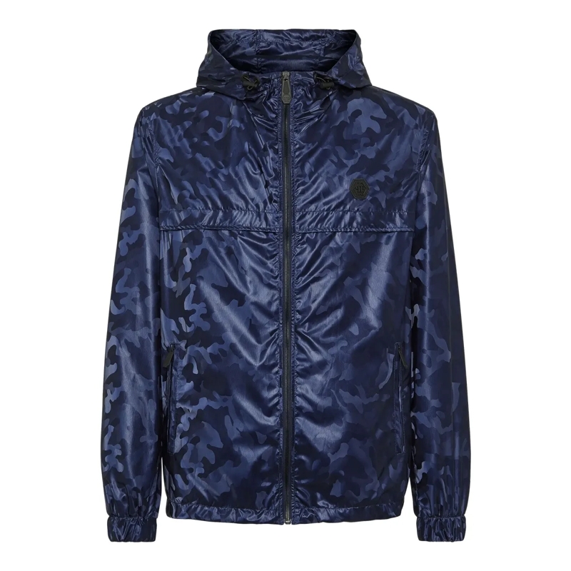 Philipp Plein Daunenjacke Windbreaker Camouflage dunkel-blau