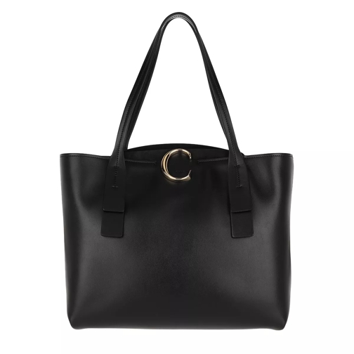 Chloé C Tote Bag Leather Black Rymlig shoppingväska