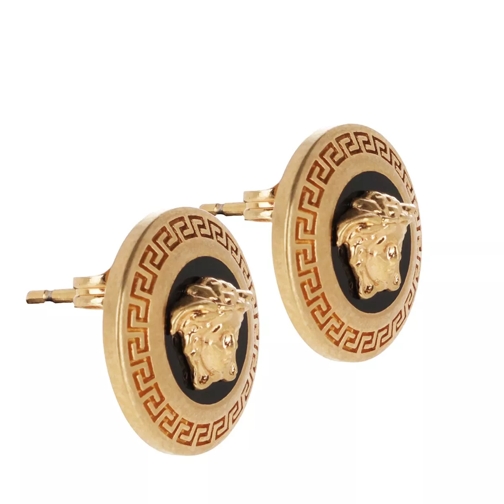 Versace Emblem Earrings Nero/Oro Orecchini a bottone