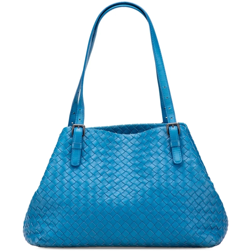 Bottega Veneta Shopper Medium Nappa Intrecciato Cesta Tote blau