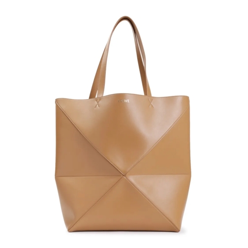 Loewe Light Brown Leather Puzzle Fold Large Tote Brown Tote