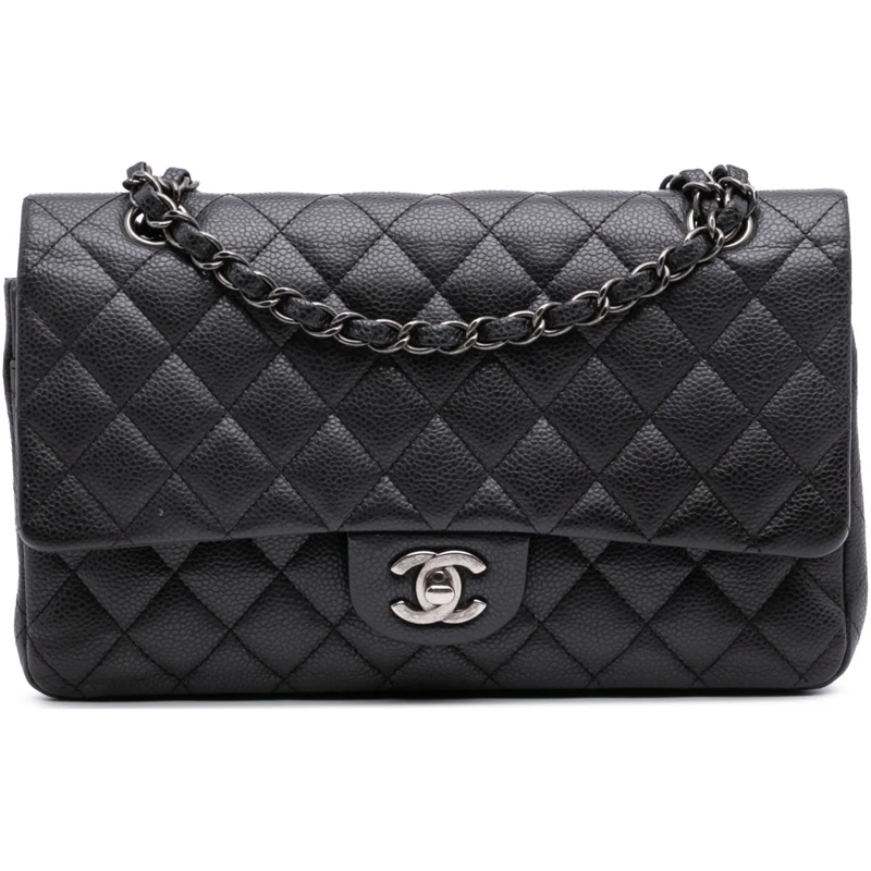 Chanel Sac à bandoulière Medium Classic Caviar Double Flap schwarz