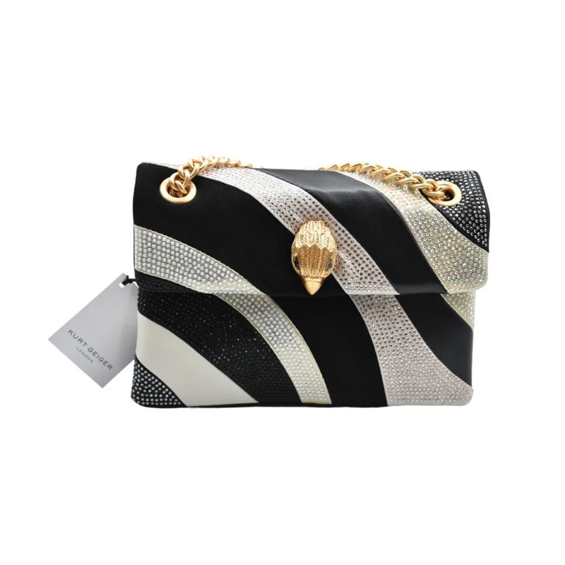KURT GEIGER LONDON Schultertasche Shoulder Bag With Bold Diagonal Stripes Black