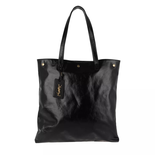Saint Laurent Noe Flat Shopping Bag Moroder Leather Black Boodschappentas