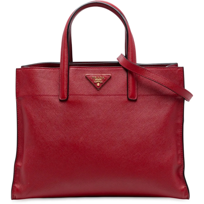 Prada Sac à bandoulière Saffiano Soft Triple Pocket Tote rot
