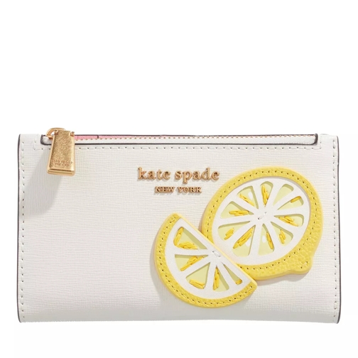 Kate Spade New York Lemon Drop Lemon Appliqued Saffiano Leather Small  Halo White Multi Portefeuille à deux volets