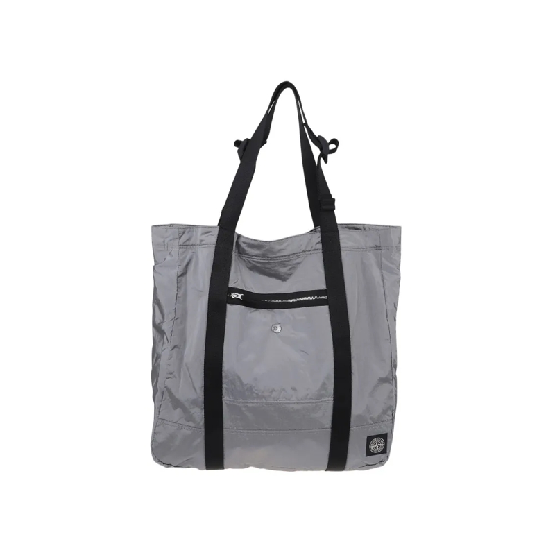 Stone Island Tote Functional Grey Shoulder Bag With Smooth Finish Grey