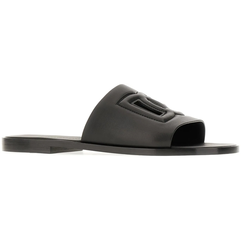 Dolce&Gabbana Hausschuhe Dolce&gabbana Black leather slippers schwarz(Image 2)