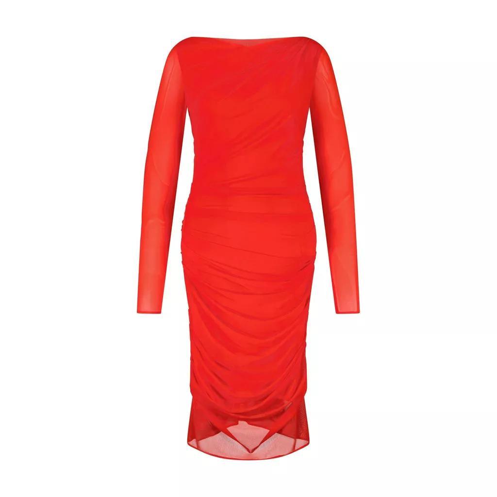 Talbot Runhof - Kleid mit Mesh Stoff - Größe 38 - red