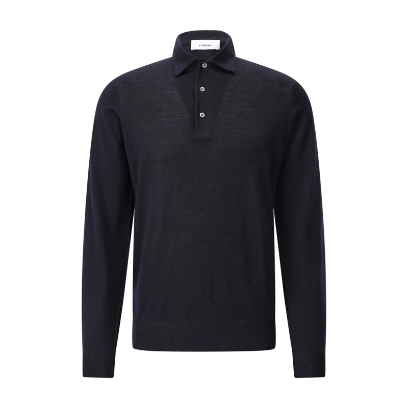 Lardini Polohemd Poloshirt aus Wolle Dunkelblau