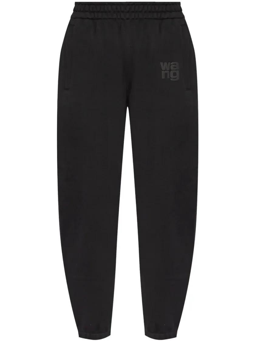 Alexander Wang - Puff-Logo Cotton Track Pants - Größe L - schwarz