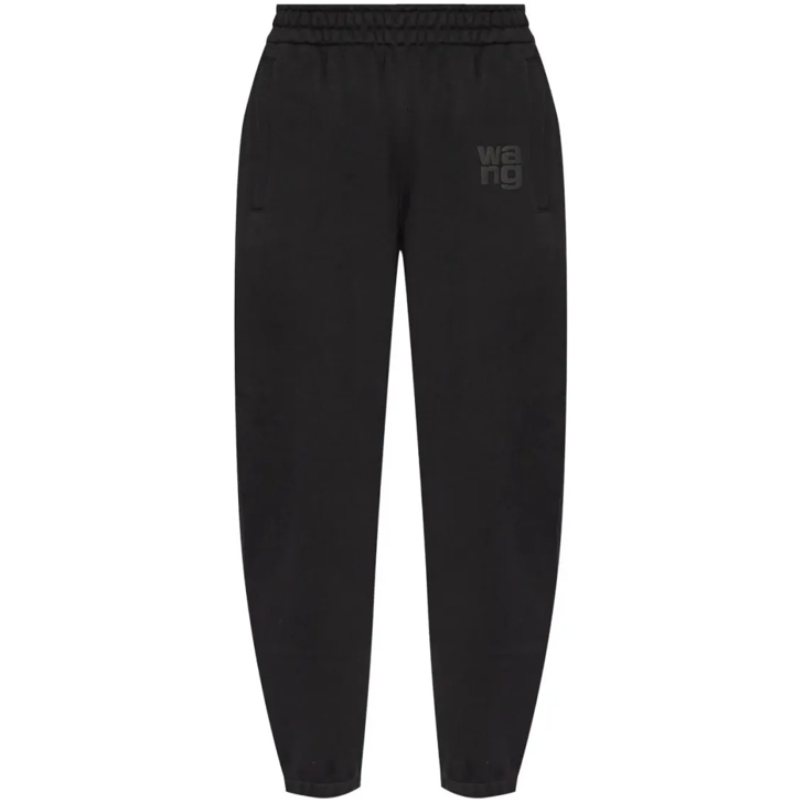 Alexander Wang Puff Logo Cotton Track Pants Black Jogginghosen