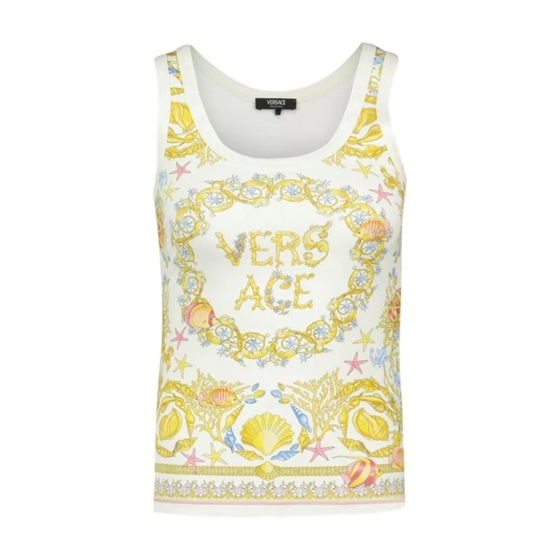 Versace Bluse Underwater T Shirt - Cotton - Neutral Neutrals