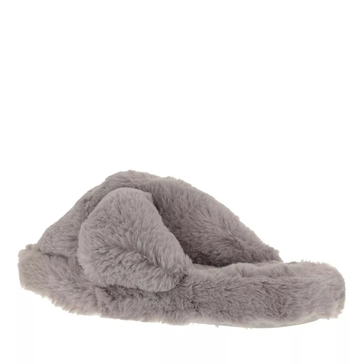 Ted Baker Lopply Faux Fur Cross Over Slipper Light Grey House