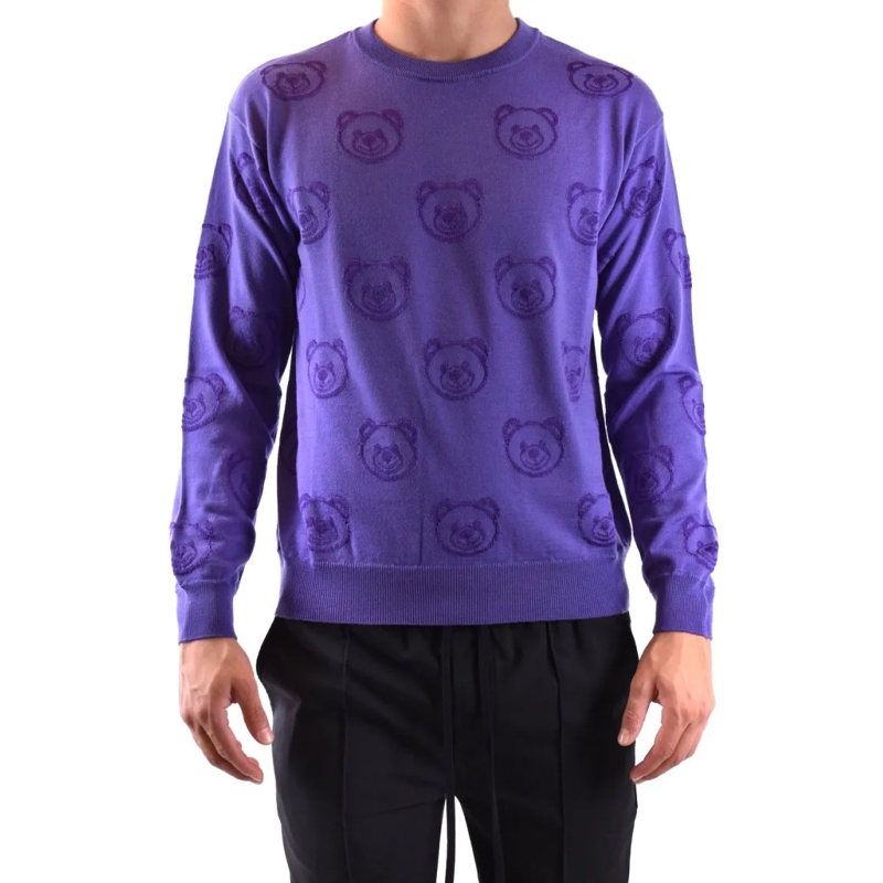 Moschino Trui Multicolor Viscose Knitwear With Bear Pattern Purple
