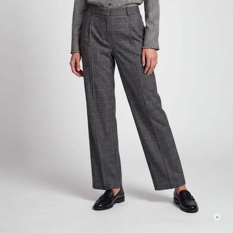 Marc Aurel Stoffhose Karo-Bundfaltenhose mit Silberfaden schwarz(Image 3)