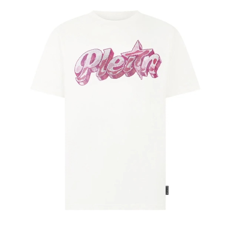Philipp Plein T-Shirt Round Neck T-Shirt Gummy Plein Stones weiss