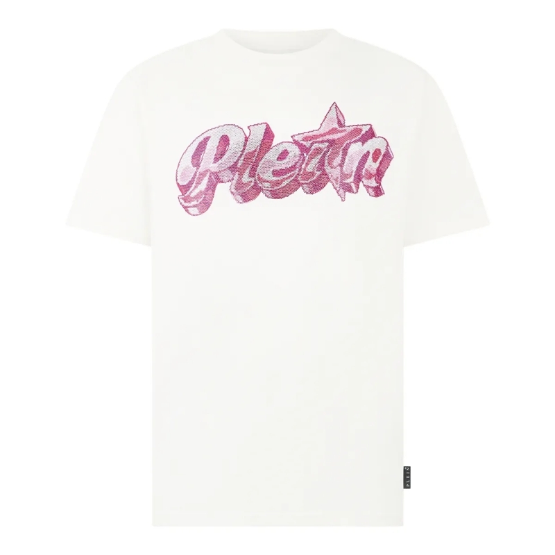 Philipp Plein T-Shirt Round Neck T-Shirt Gummy Plein Stones weiss