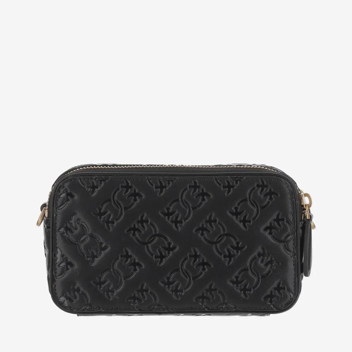 Pinko Stijlvolle Zwarte Schoudertas met Zakken Black Dames