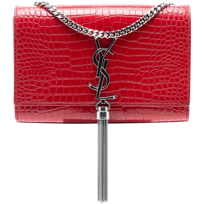 Saint Laurent Schultertasche Small Embossed Leather Kate Tassel Crossbody rot