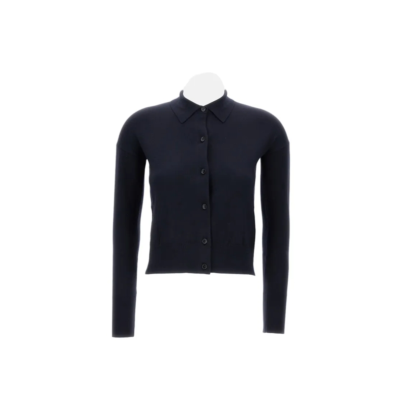 Max Mara Strickjacke Button-Front Cardigan With Classic Point Collar Black