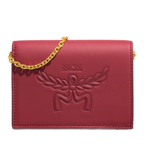 MCM Himml Leather Small Wallet Small Xg Rouge Burgundy Portemonnee Aan Een Ketting