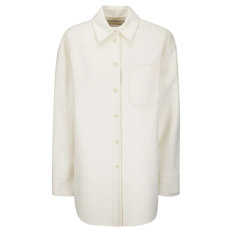 Sportmax Wintermantel White Short Coat With Shirt Styling And Oversized  White