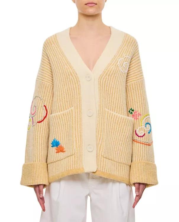 Yanyan - Wool Dragon Chunky Os Cardigan - Größe M - beige