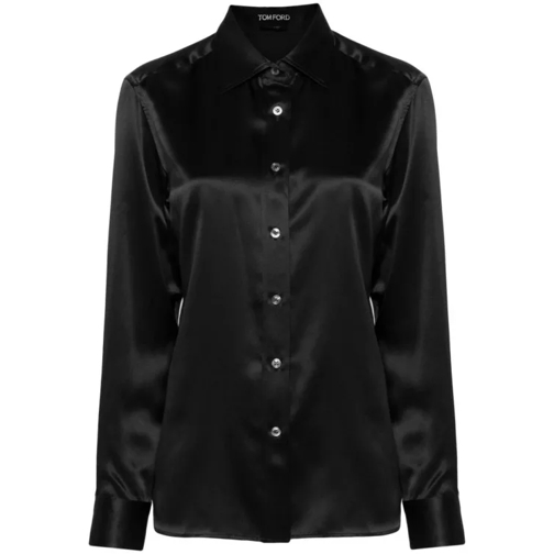 Tom Ford Black Silk Satin Shirt Black 