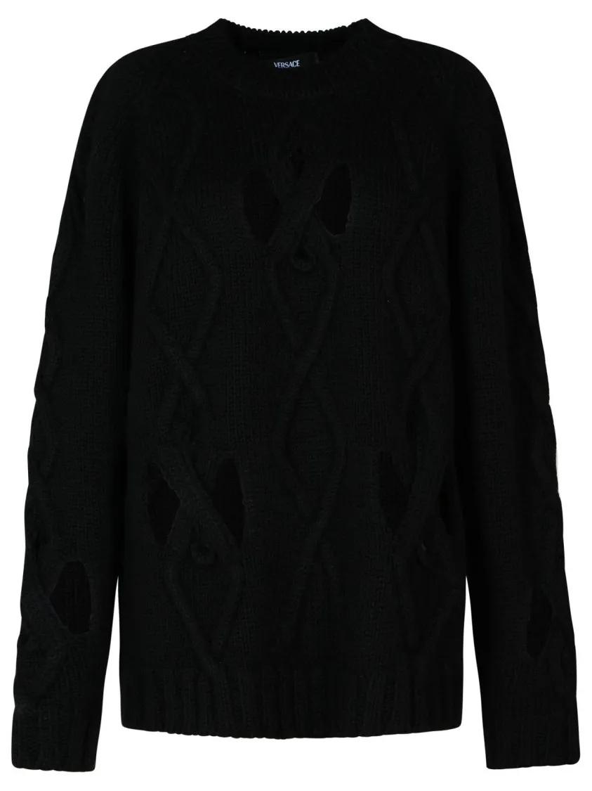 Versace - Black Wool Blend Sweater - Größe 48 - schwarz