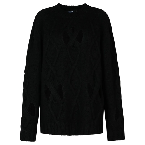 Versace Pullover Black Wool Blend Sweater Black