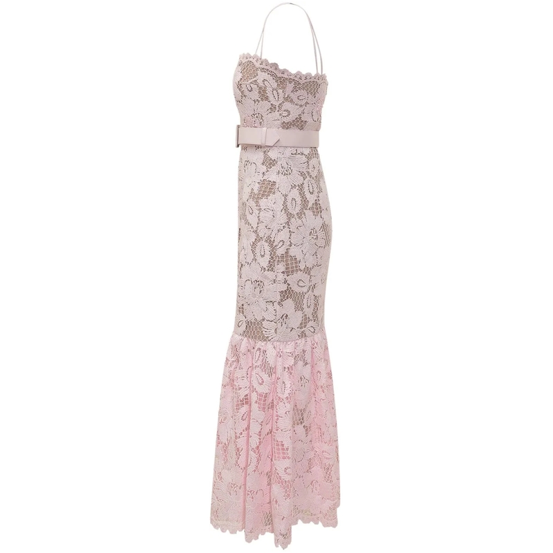 Self Portrait Maxikleid Abito Midi in Pizzo Rosa rose(Image 3)