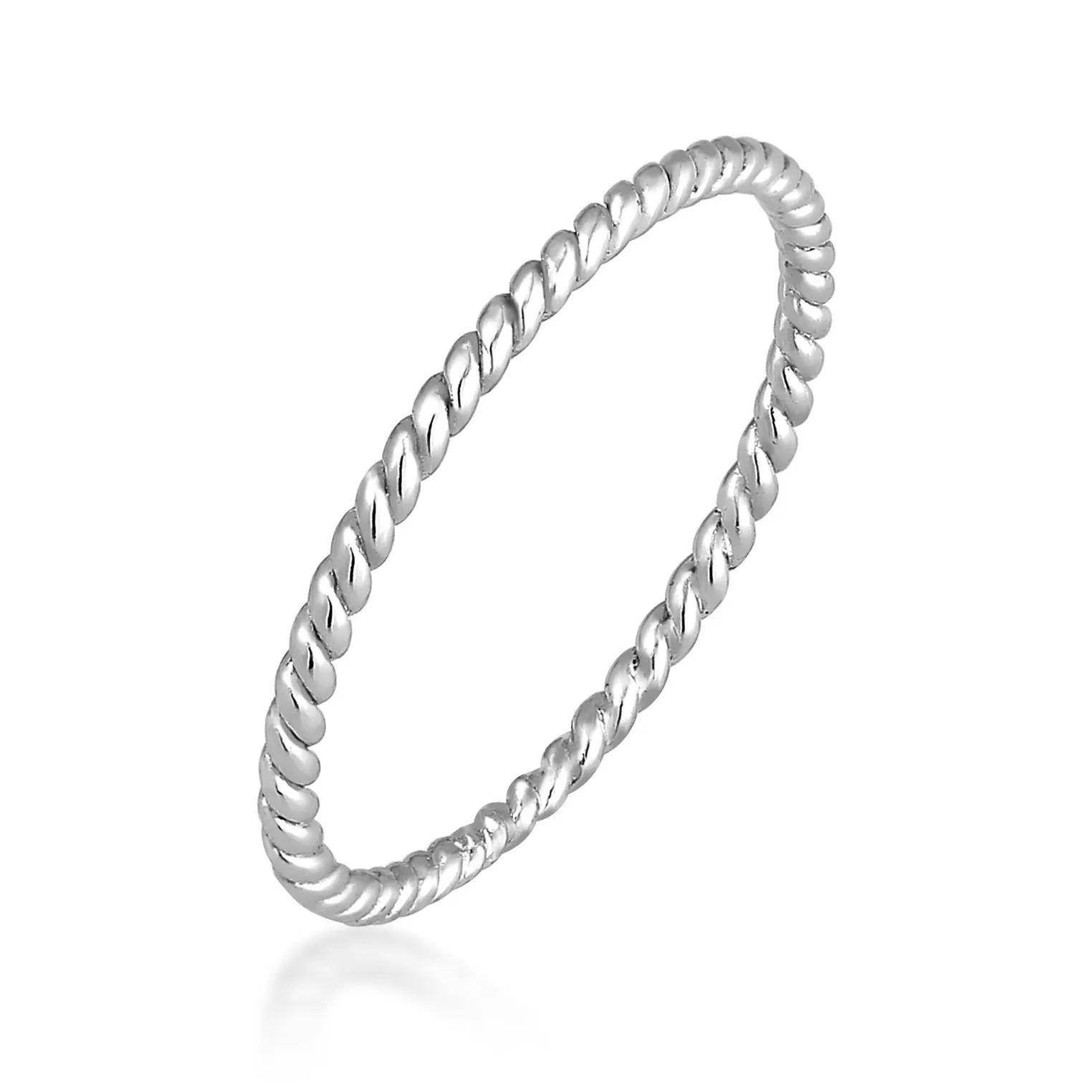 Elli Ringe - Ring Twisted Gedreht Basic Minimal Look 585 Weißgo - Gr. 52 MM - in Silber - für Damen