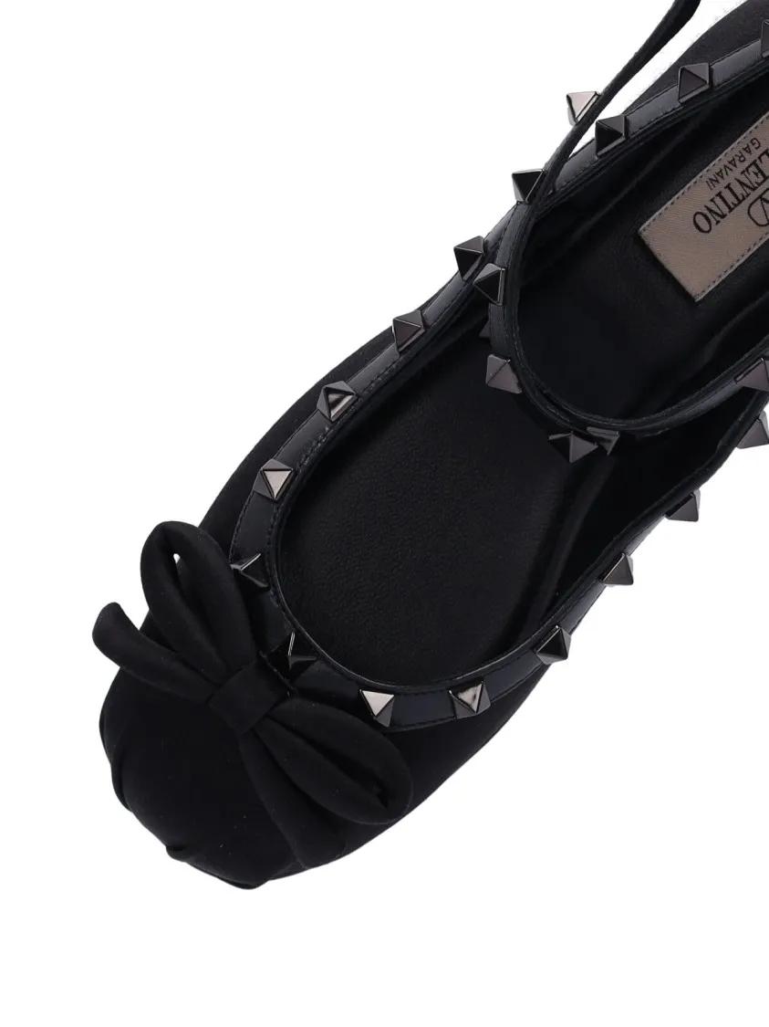 Thumbnail - "Rockstud" Satin Ballerinas – Black - Gr. 38,5 (EU) - in Schwarz