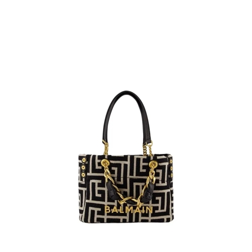 Balmain Small 1945 Soft Shopper Bag - Cotton - Ivory/Black Black Sporta